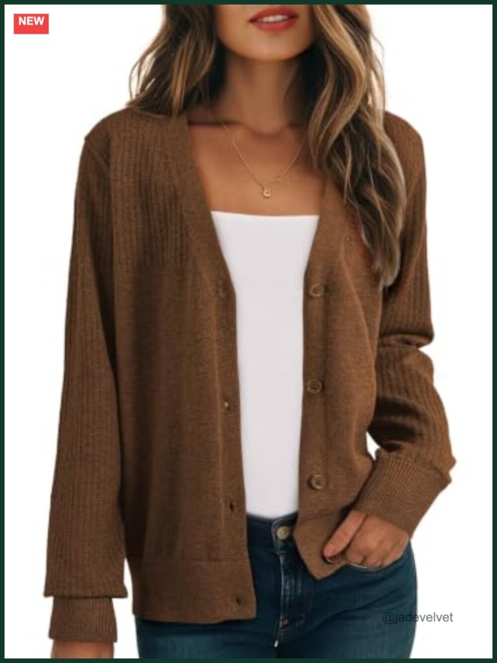 Wool Blend V-Neck Cardigan Sweater Long Sleeve Knit Hollow Out Women's